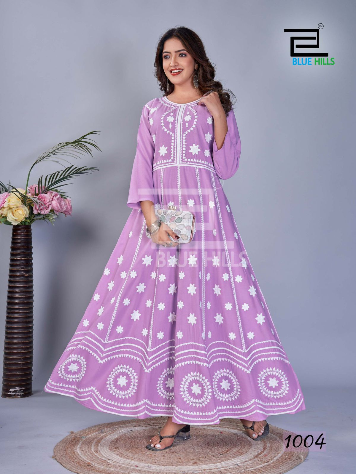 Rashmika By Blue Hills Sequence Work Rayon Long Anarkali Kurtis Wholesale Price In Surat